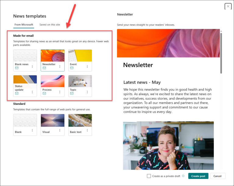 Sharepoint Newsletter Feature How to send SharePoint News post via email – Modern Workplace.site
